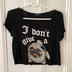 “I don’t give a pug” women’s crop top